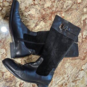 Aquatilia Drew black suede leather knee high riding boots 9.5